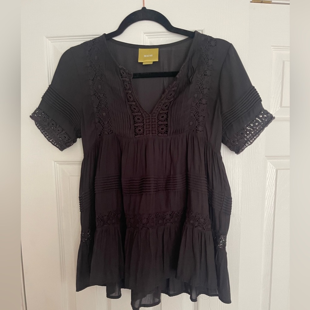 Maeve Anthropologie black shirt